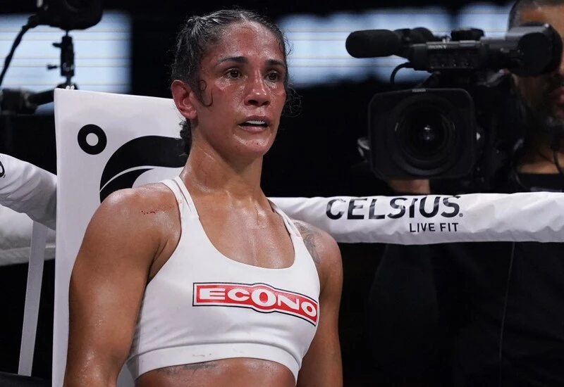 Amanda Serrano stands in the corner before the tenth round of her fight against Heather Hardy at the American Airlines Center on August 05, 2023 in Dallas, Texas. The Serrano vs Ramos prediction for the Weekend's Fight are set.
