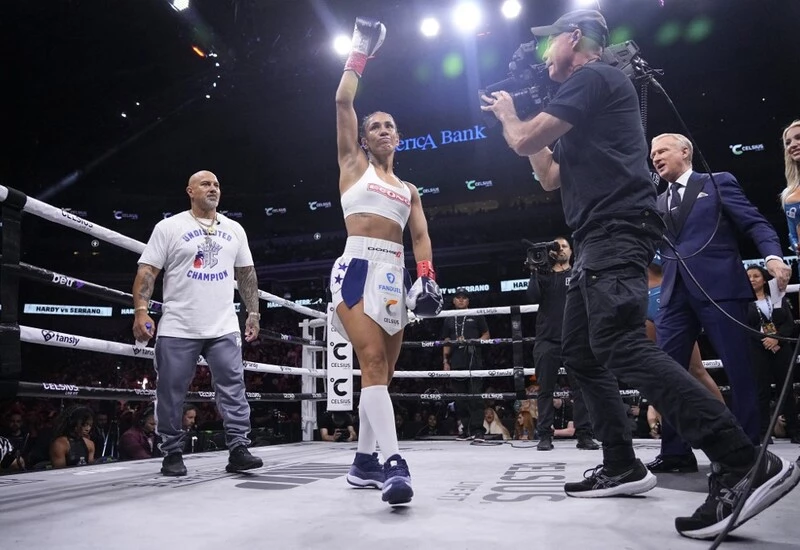 Amanda Serrano enters the ring before her fight against Heather Hardy at American Airlines Center on August 05, 2023 in Dallas, Texas. The Serrano vs Ramos prediction for the Weekend's Fight are set.