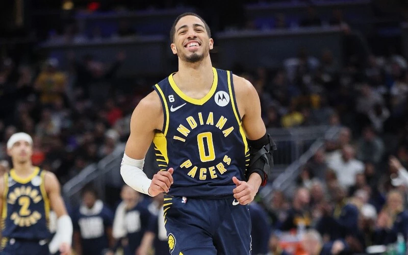 Tyrese Haliburton #0 of the Indiana Pacers against the Los Angeles Lakers at Gainbridge Fieldhouse on February 02, 2023 in Indianapolis, Indiana. The Bucks vs Pacers Betting odds are set for tonight's game.